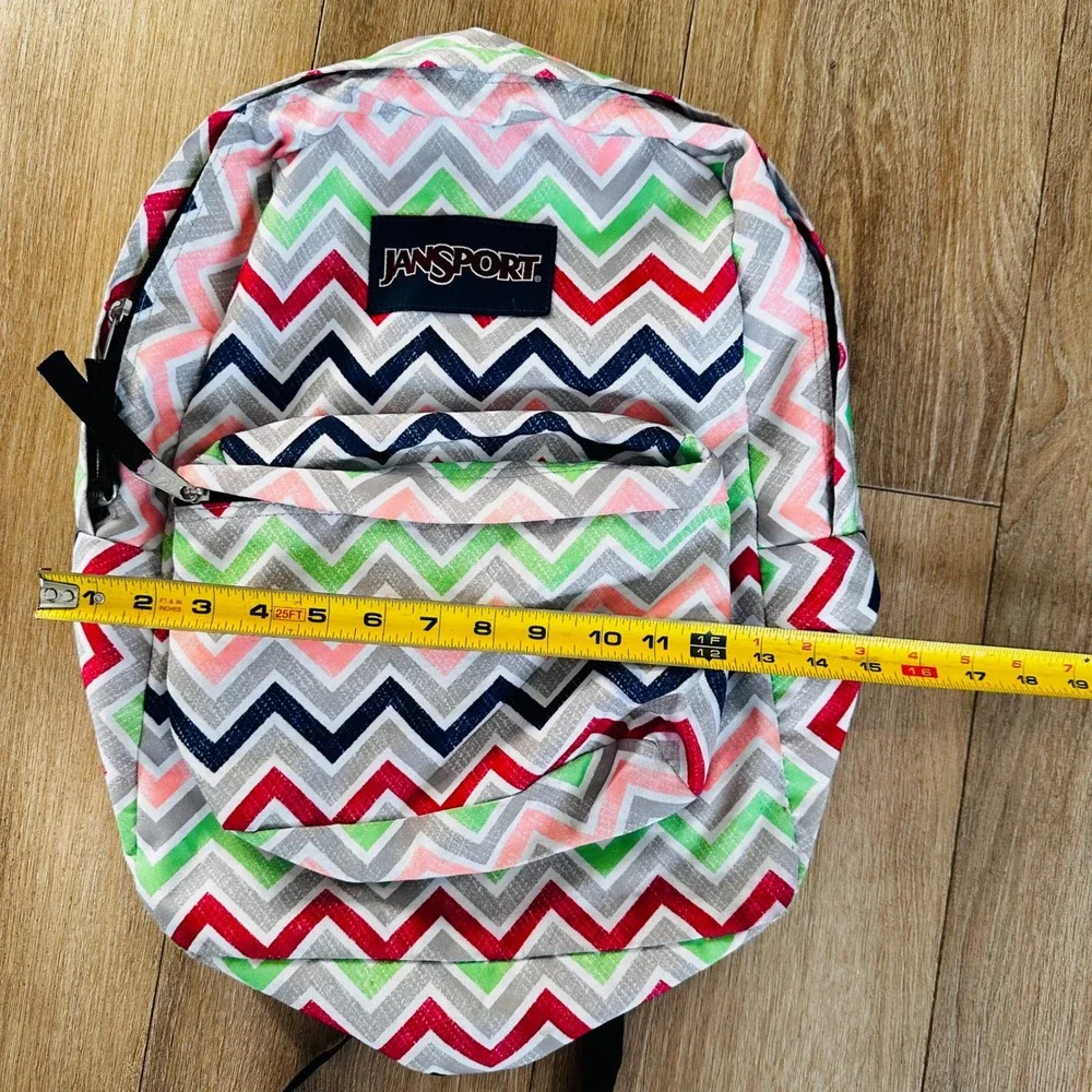 JanSport SuperBreak Backpack Multi-Color Chevron Zigzag School Bag Kids